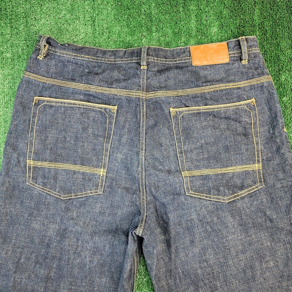 Ecko Unltd. Mens Classic Straight Jeans Blue 5 Pocket Baggy Fit Stitching 40x32 - Picture 3 of 10